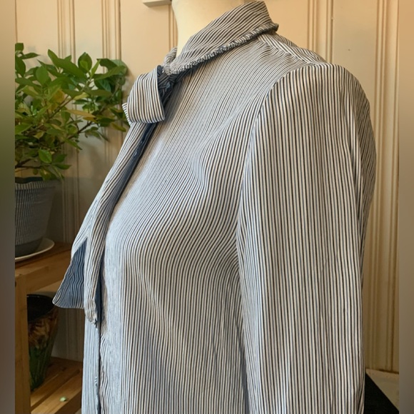 J CREW REMOVABLE TIE CREPE DE CHINE STRIPED SHIRT SIZE SMALL - Picture 6 of 7